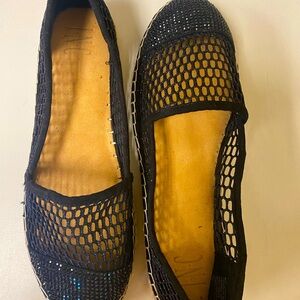 INC black sparkle slip on espadrilles